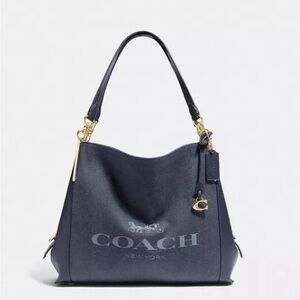 Coach Horse and Carriage Jacquard Dalton 31 Blue Shoulder Bag